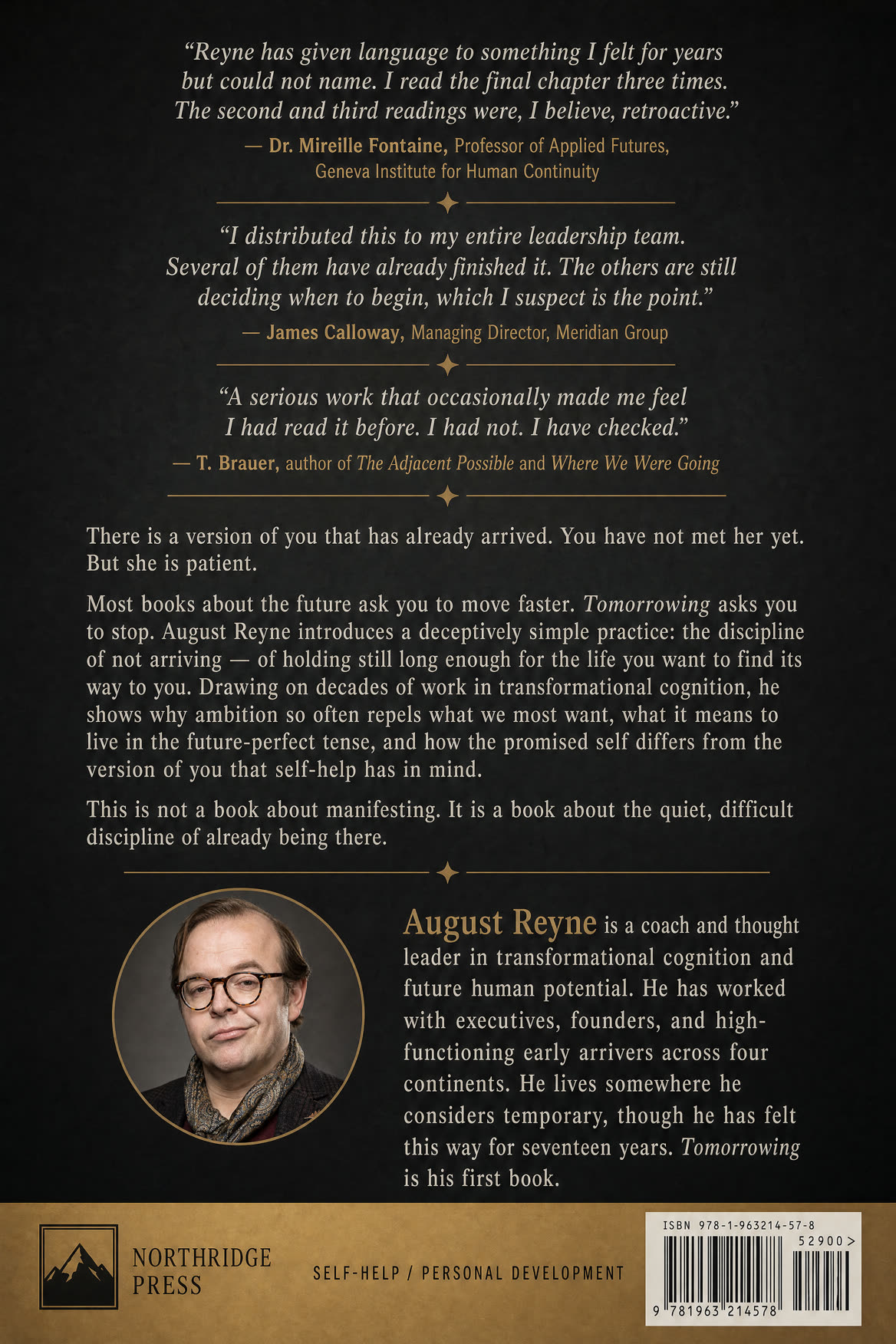 Back cover of Tomorrowing by August Reyne